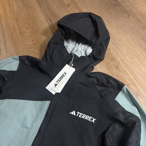 NWT Adidas TERREX Xperior Hybrid RAIN.RDY Rain Jacket S small silver green black - Picture 6 of 12